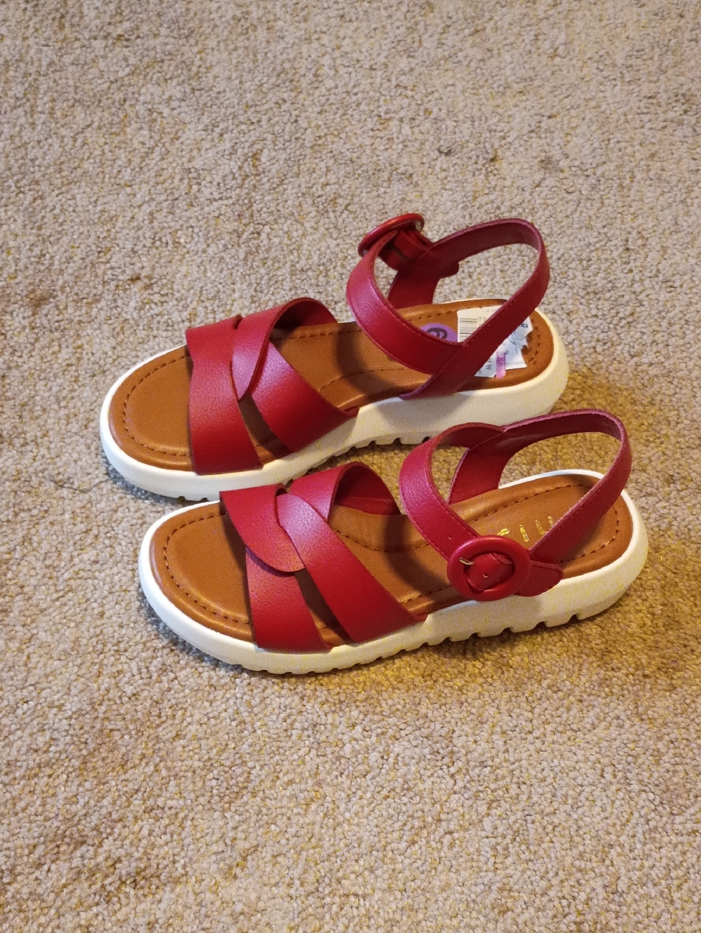 Unisa Red Girls' Strappy Comfort Sandals